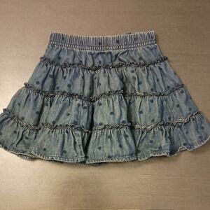 Hanna Andersson Girl's Denim Blue Polka Dot Ruffle Skirt